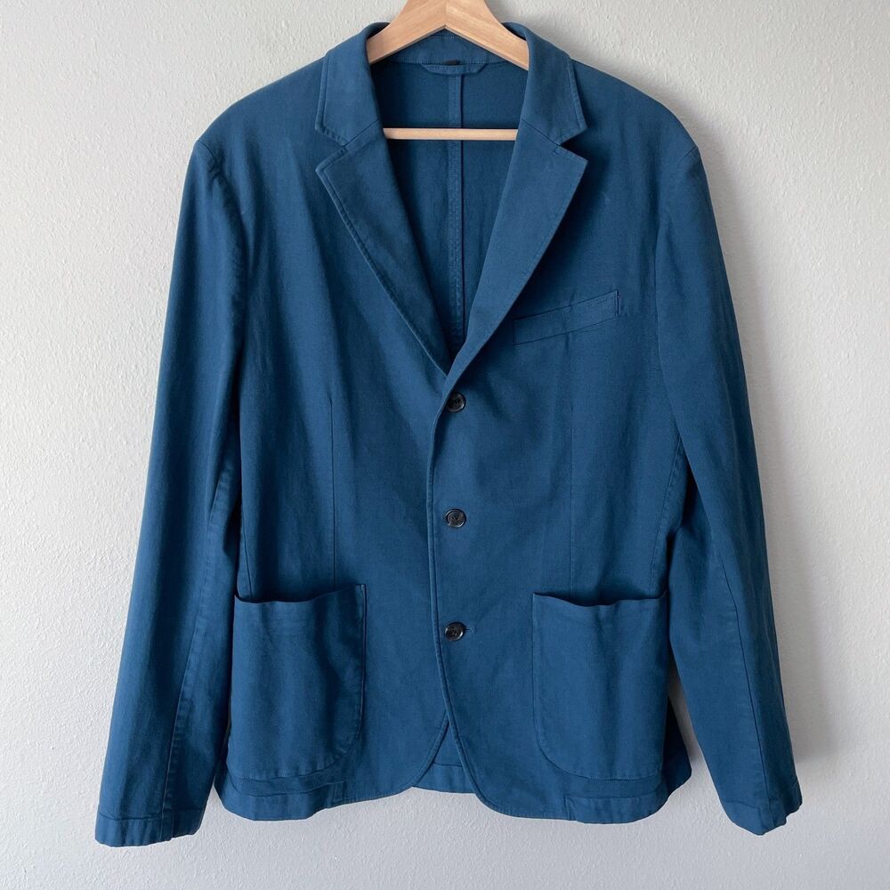 Bonobos Stretch Cotton Chore Blazer Athletic Fit 40R Blue Garment Dye Unlined